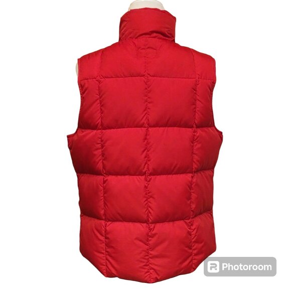 Lands' End Goose Down Snap Front Puffer Vest w Pockets Vibrant Red Sz M (10-12) - Picture 5 of 12